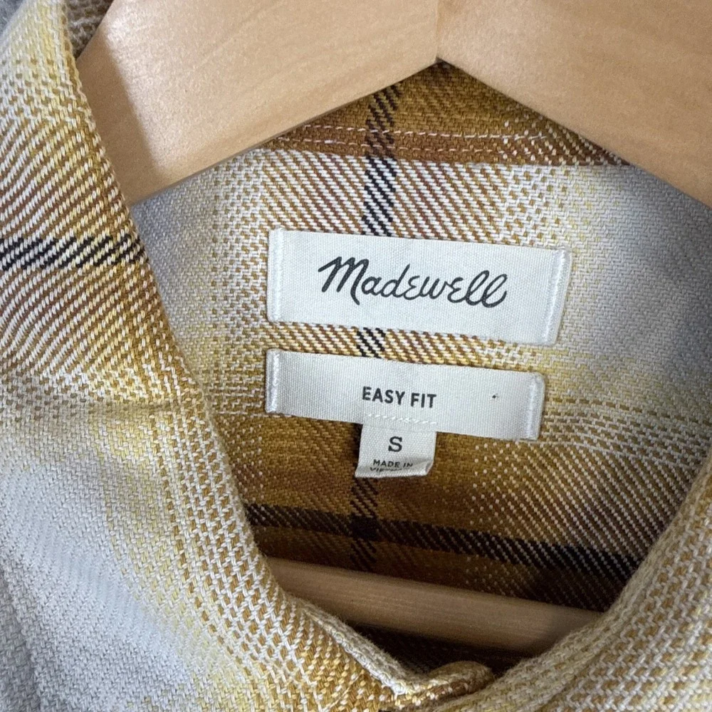 Madewell Button Shirt Men's Small Tartan Easy Fit Twill Loose‎ Overshirt